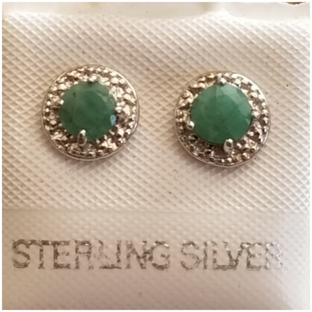Genuine .50ct Columbian Emerald Stud Earrings